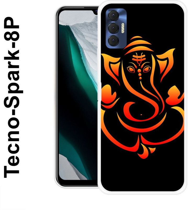 KLC Back Cover for Tecno Spark 8P  (Black, Orange, Silicon)