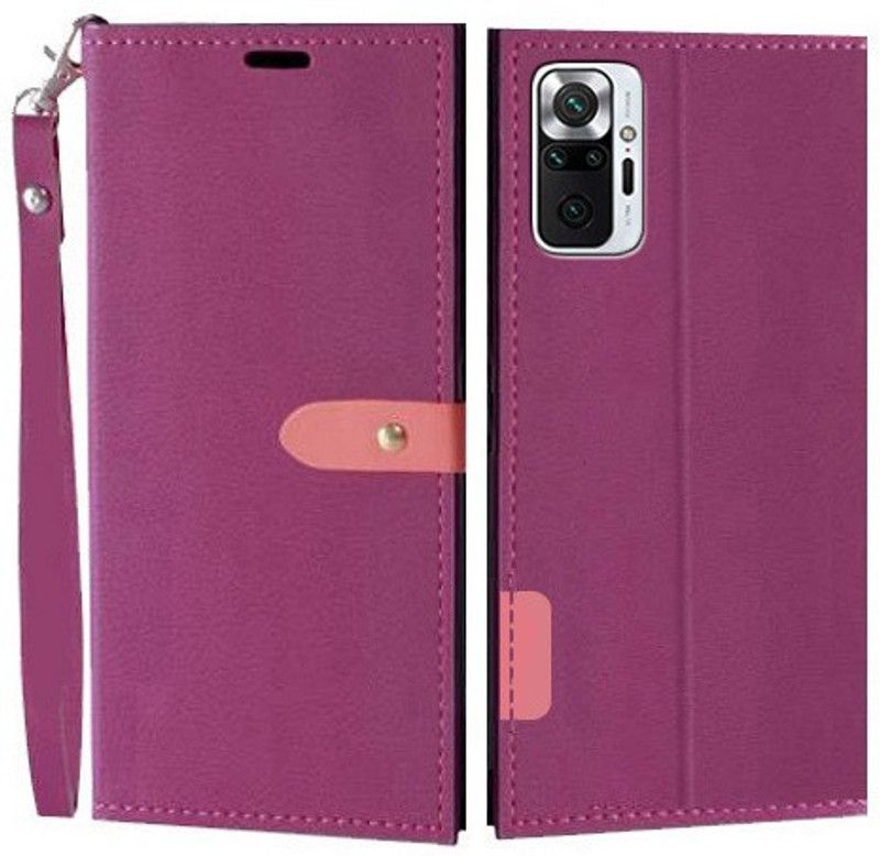 Krofty Flip Cover for Redmi Note 10 Pro, Redmi Note 10 Pro Max  (Pink, Cases with Holder, Pack of: 1)