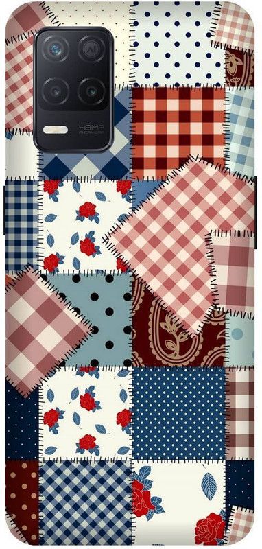 UMPRINT Back Cover for Realme 8/RMX3085 Fabric Texuter Design Printed Back Cover  (Multicolor, Hard Case, Pack of: 1)