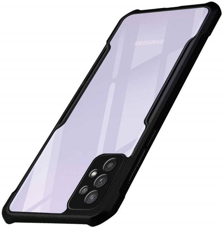 VAPRIF Back Cover for Samsung Galaxy A72, Transparent Hybrid Hard PC Back TPU Bumper  (Black, Transparent, Shock Proof, Pack of: 1)