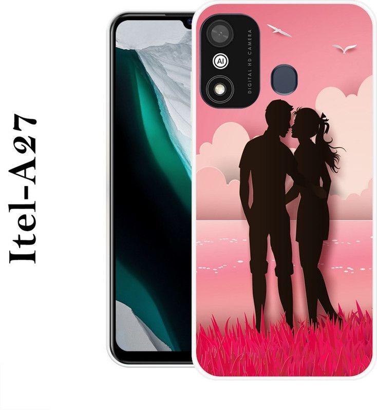 BAGRA Back Cover for Itel A27  (Pink, Black, Grip Case, Silicon)