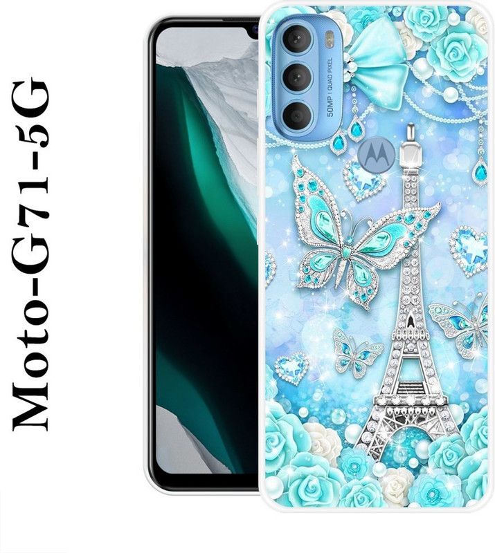 JATLAND Back Cover for Motorola Moto G71 5G  (Blue, Silver, Silicon)