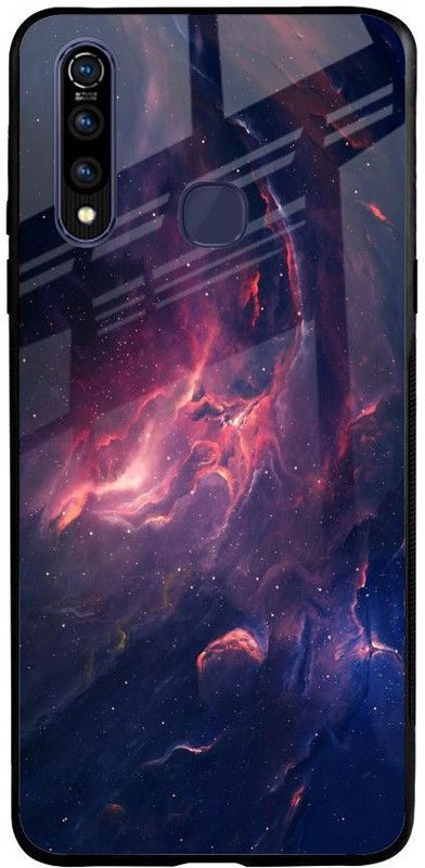 QRIOH Glass Back Cover for Vivo Z1 Pro  (Blue, Pink, Grip Case, Silicon, Pack of: 1)