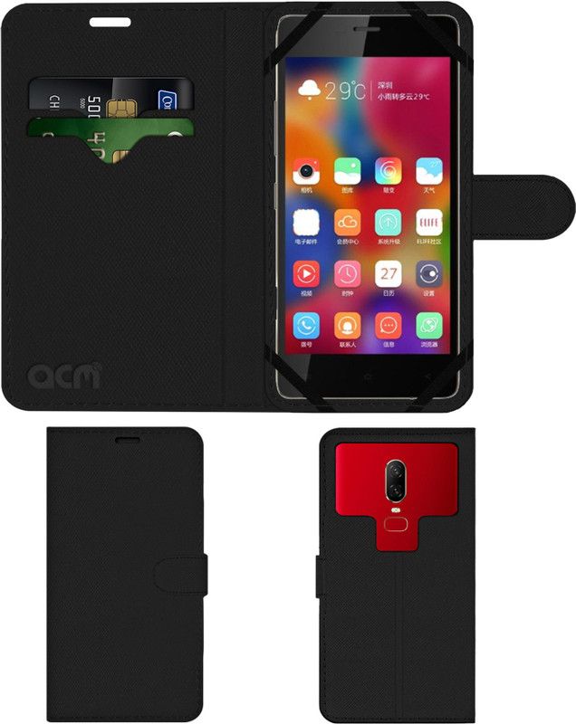ACM Flip Cover for Gionee Elife S7  (Black, Cases with Holder, Pack of: 1)