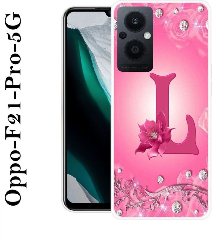 KUDI Back Cover for Oppo F21 Pro 5G  (Pink, Silver, Silicon)