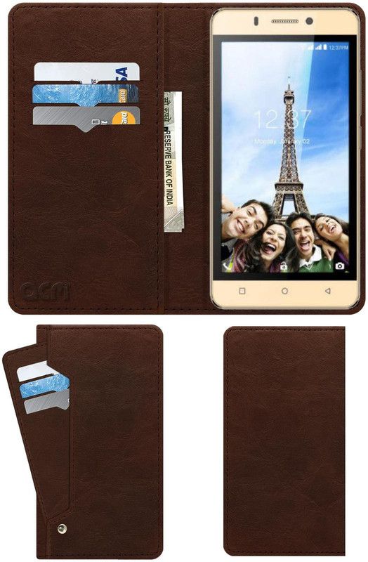 ACM Flip Cover for Intex Aqua Supreme Plus  (Brown, Cases with Holder, Pack of: 1)