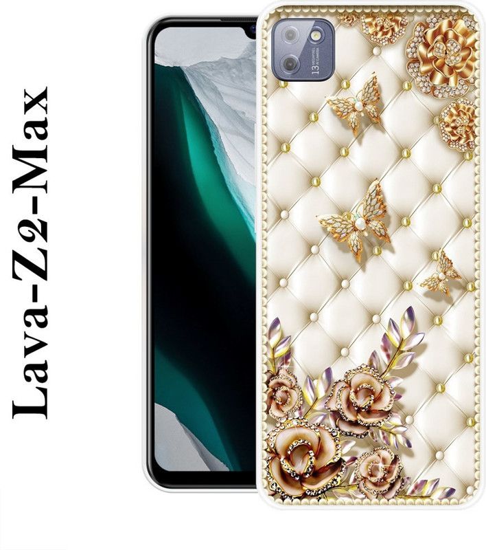 SIMAWAT Back Cover for Lava Z2 Max  (White, Gold, Grip Case, Silicon)