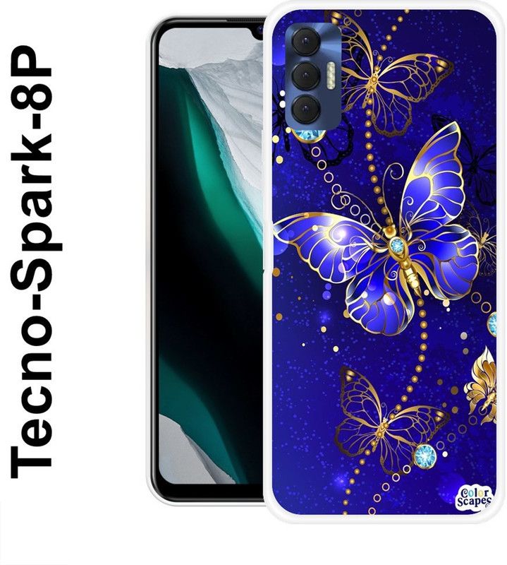 KLC Back Cover for Tecno Spark 8P  (Blue, Gold, Grip Case, Silicon)