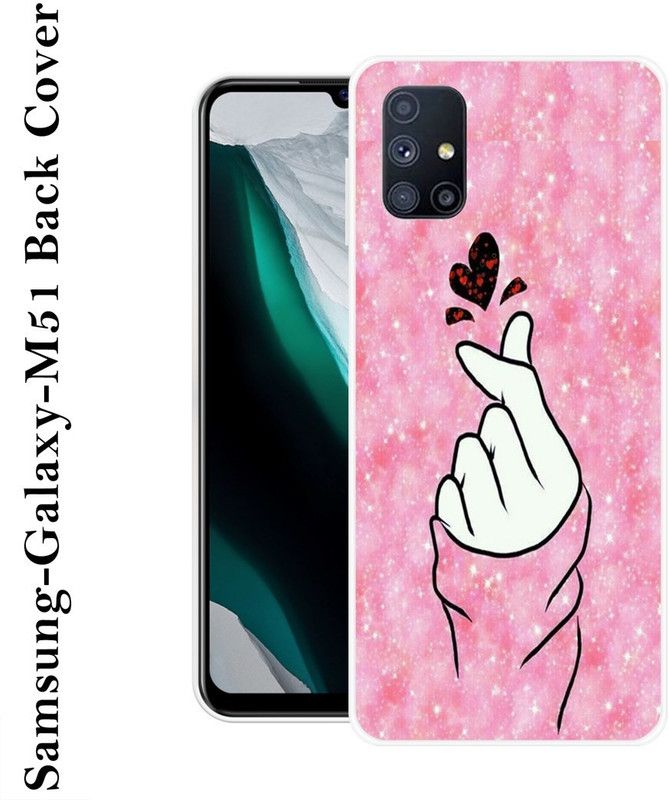 SHIVKUDI Back Cover for Samsung Galaxy M51  (Pink, White, Grip Case, Silicon)