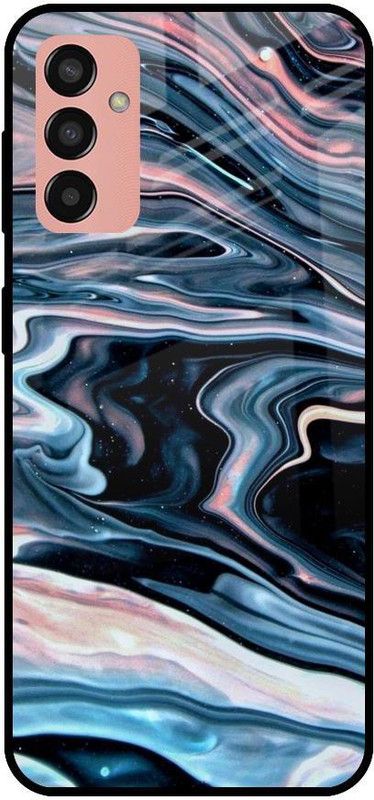QRIOH Glass Back Cover for Samsung Galaxy M13  (Multicolor, Grip Case, Silicon, Pack of: 1)