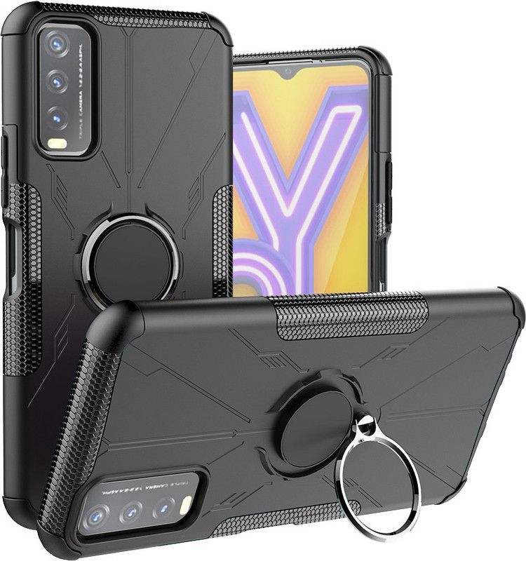 Accessories Kart Back Cover for Viov Y20G Dazzle tyre ring stand case with kick stand  (Black, Rugged Armor, Pack of: 1)
