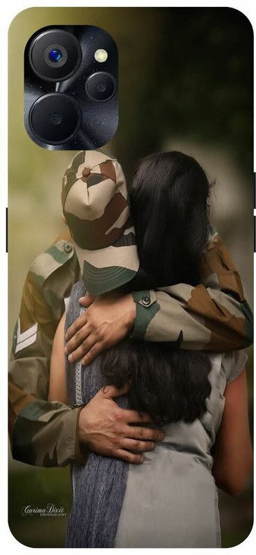 COVERJET Back Cover for REALME 9i 5G- RMX3612-INDIAN- ARMY- LOVE- COUPLES- HUG  (Khaki, Hard Case, Pack of: 1)