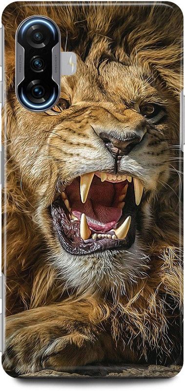 play fast Back Cover for POCO F3 GT ANGRY, LION, SHER  (Brown, Hard Case, Pack of: 1)