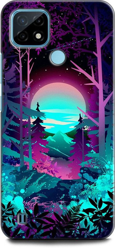 INDICRAFT Back Cover for Realme C21Y, RMX3261 COLOURFUL NATURE, TREES, FOREST, MOON, PAINTING, ART, TEXTURE  (Multicolor, Dual Protection, Pack of: 1)