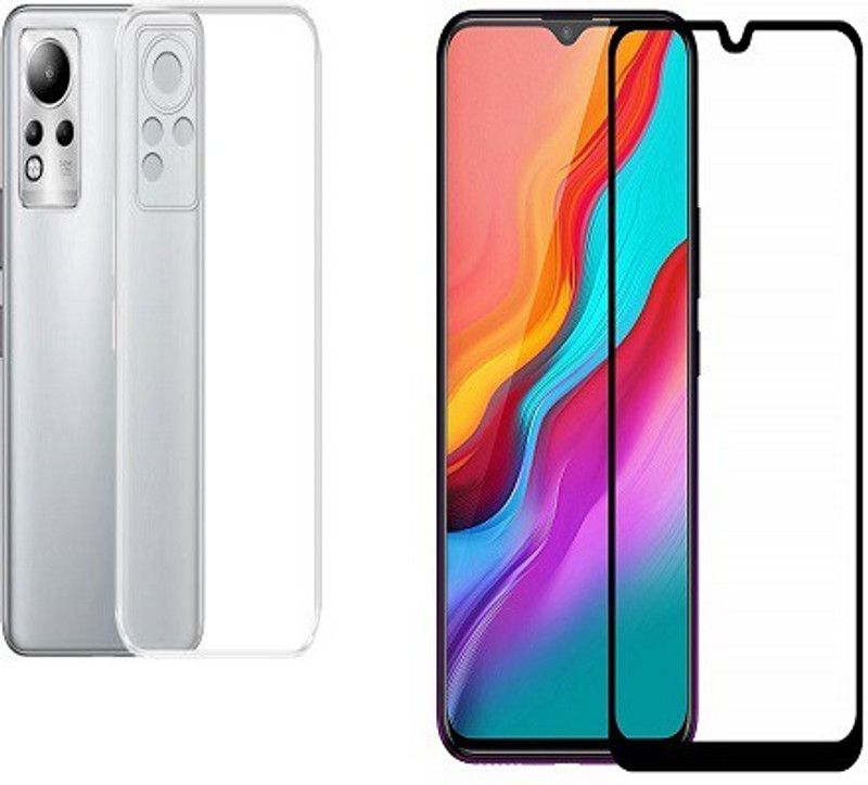 NIMMIKA ENTERPRISES Back Cover for infinix note 11 back cover & tempered glass 11d  (Transparent, Black, Shock Proof, Pack of: 1)