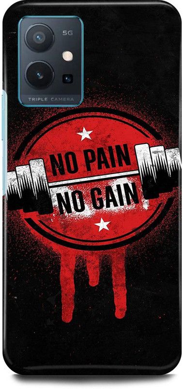 play fast Back Cover for Vivo y75 5G, V2142 NO, PAIN, NO, GAIN, GYM, WORKOUT  (Black, Hard Case, Pack of: 1)