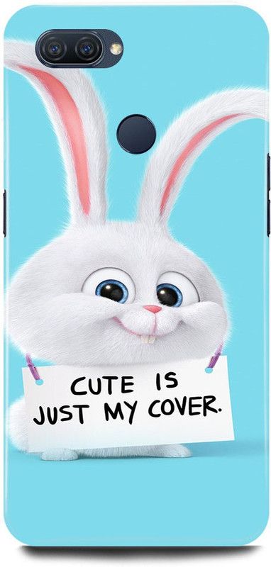 FRONK Back Cover for OPPO A7, CPH1901, CUTE, BUNNY, CAT, RABBIT, CUTE IS JUST MY COVER  (White, Hard Case, Pack of: 1)