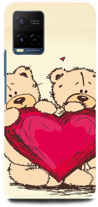 JUGGA Back Cover for Vivo Y21T, V2135, TEDDY, BEAR, DOLL, CARTOON, HEART  (Pink, Hard Case, Pack of: 1)