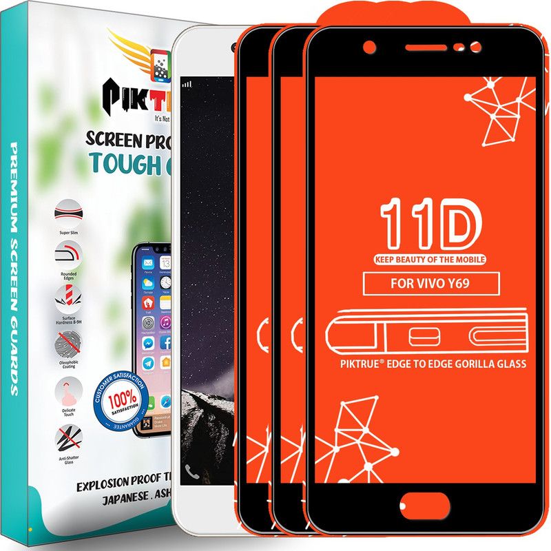 PikTrue Edge To Edge Tempered Glass for VIVO Y69  (Pack of 3)