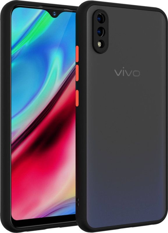 AOnes Back Cover for Vivo Y91 / Y93 / Y95  (Black, Cases with Holder, Pack of: 1)