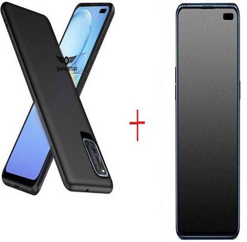 NIMMIKA ENTERPRISES Back Cover for vivo v19 back cover & matte screen guard  (Transparent, Black, Shock Proof, Pack of: 1)