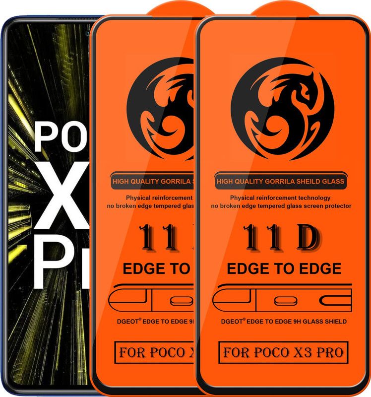 HQ Protection Edge To Edge Screen Guard for Poco X3 Pro  (Pack of 2)