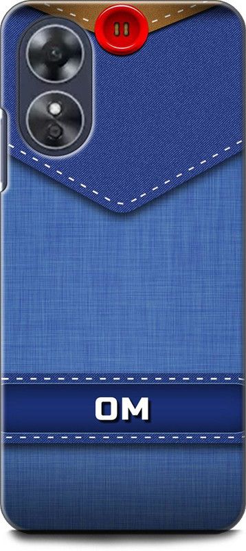 WallCraft Back Cover for OPPO A17, CPH2477 OM NAME, LETTER, BLUE, JEANS, ALPHABET, DESIGN  (Multicolor, Dual Protection, Pack of: 1)