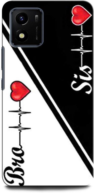ORBIQE Back Cover for Vivo Y15s BROTHER SISTER LOVE, BRO SIS LOVE, HEART, BHAI BAHAN LOVE  (Multicolor, Hard Case, Pack of: 1)