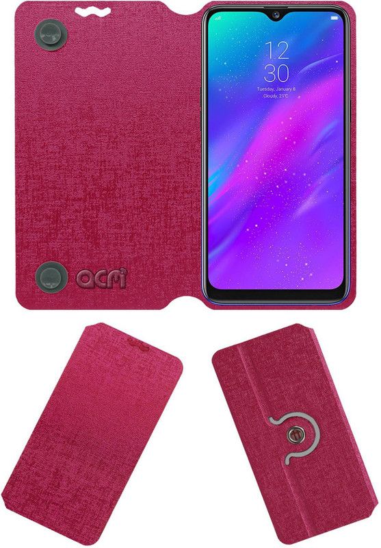 ACM Flip Cover for Realme 3, Realme 3i  (Pink, Cases with Holder, Pack of: 1)