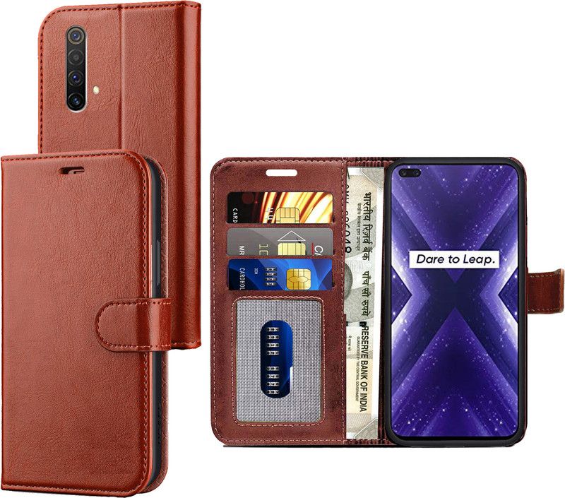 Digilett Wallet Case Cover for Realme X3  (Brown, Dual Protection, Pack of: 1)
