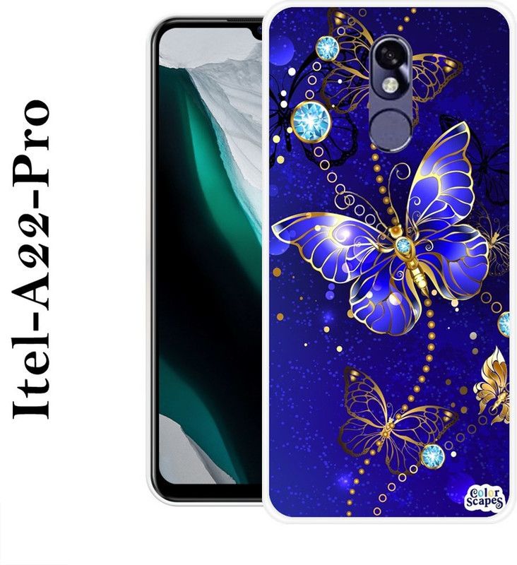 BAGRA Back Cover for Itel A22 Pro  (Blue, Gold, Grip Case, Silicon)