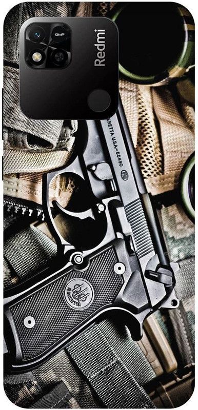 FIKORA Back Cover for REDMI 10A, 220233L2I, GUN, PISTOL, BANDOOK, AK47, RIFEL  (Grey, Hard Case, Pack of: 1)