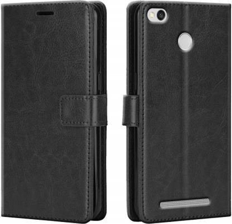 YoYo Covers Flip Cover for Xiaomi Redmi 3s Prime | Shockproof Wallet Style |Leather magnetic lock  (Black, Shock Proof, Pack of: 1)