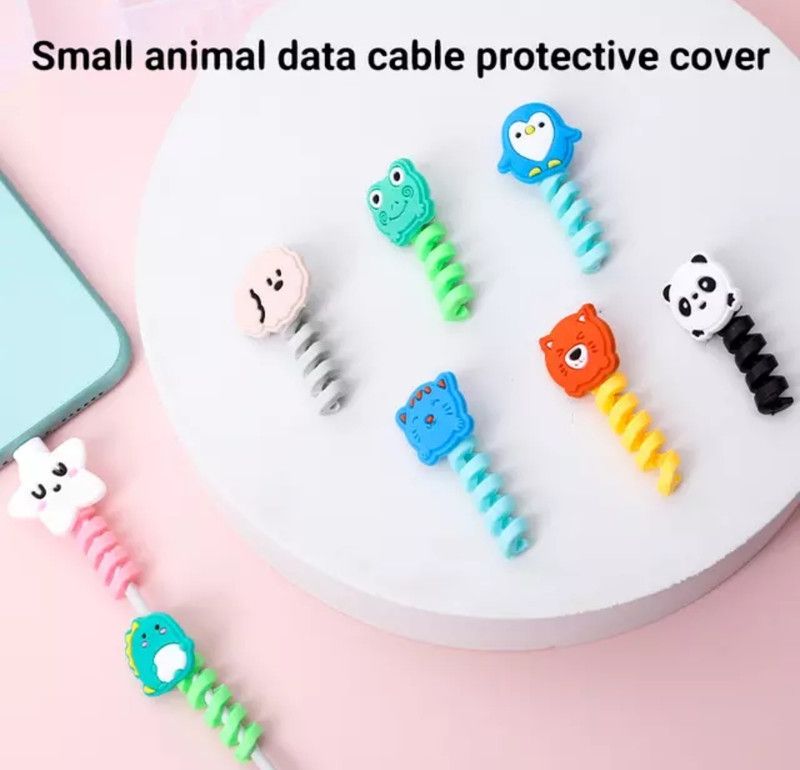SANNO WORLD Spiral Cable Protector for Universal Android iPhone 4 Cables Cartoon Cable Protector  (Multi Color)