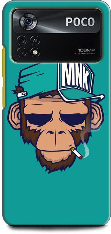 INDICRAFT Back Cover for POCO X4 Pro 5G FUNKY, MONKEY, HAT AND CIGGRATE  (Multicolor, Shock Proof, Pack of: 1)