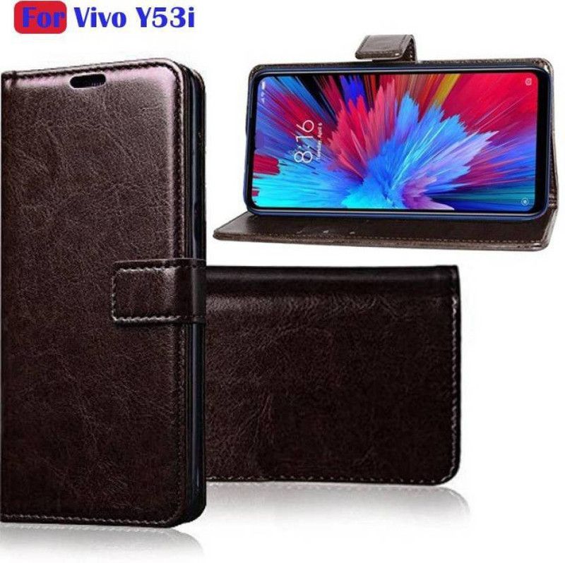 Finely Flip Cover for Vivo Y53i  (Brown, Pack of: 1)