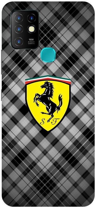 FIKORA Back Cover for Infinix Hot 10, X682B, FERRARI, CAR, LOGO, SIGN, EMBLEM  (Black, Hard Case, Pack of: 1)