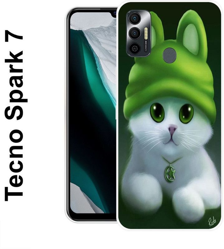 JATLAND Back Cover for Tecno Spark 7, Tecno Spark 7T  (White, Green, Silicon)
