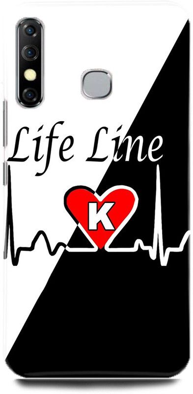 FRONK Back Cover for Infinix Hot 8, X650C, K, NAME, LETTER, ALPHABET, LIFELINE  (Black, Hard Case, Pack of: 1)