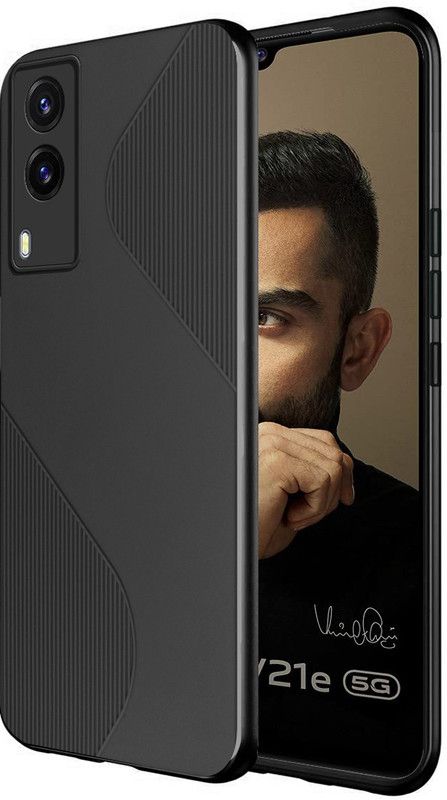 Casotec Back Cover for Vivo V21E 5G S-Style TPU Case  (Black, Flexible, Silicon, Pack of: 1)
