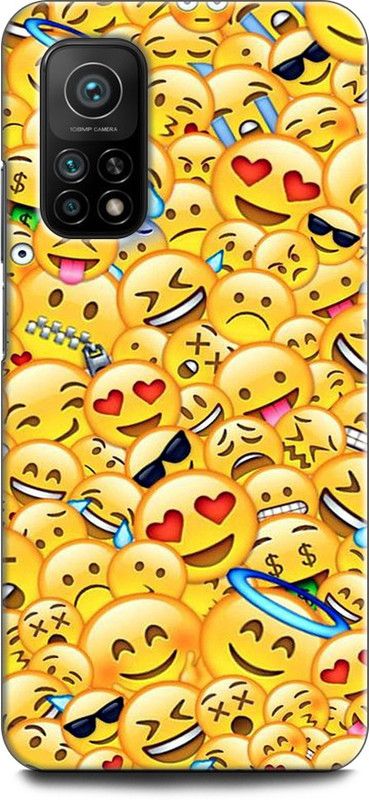 INDICRAFT Back Cover for Mi 10T EMOJI, HIPSTER, BEARD, YELLOW, SMILEY, CUTE, HAPPY  (Multicolor, Dual Protection, Pack of: 1)