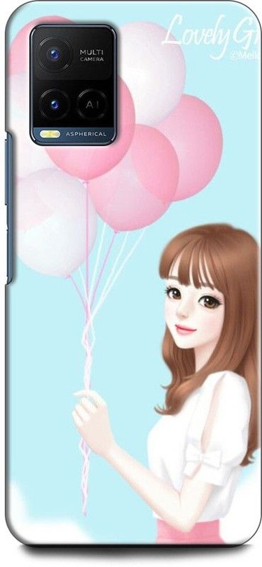 KEYCENT Back Cover for Vivo Y21A, V211 GIRL, ANIME, PINK, LOVELY GIRL, CARTOON, CUTE GIRL, DOLL  (Multicolor, Shock Proof, Pack of: 1)