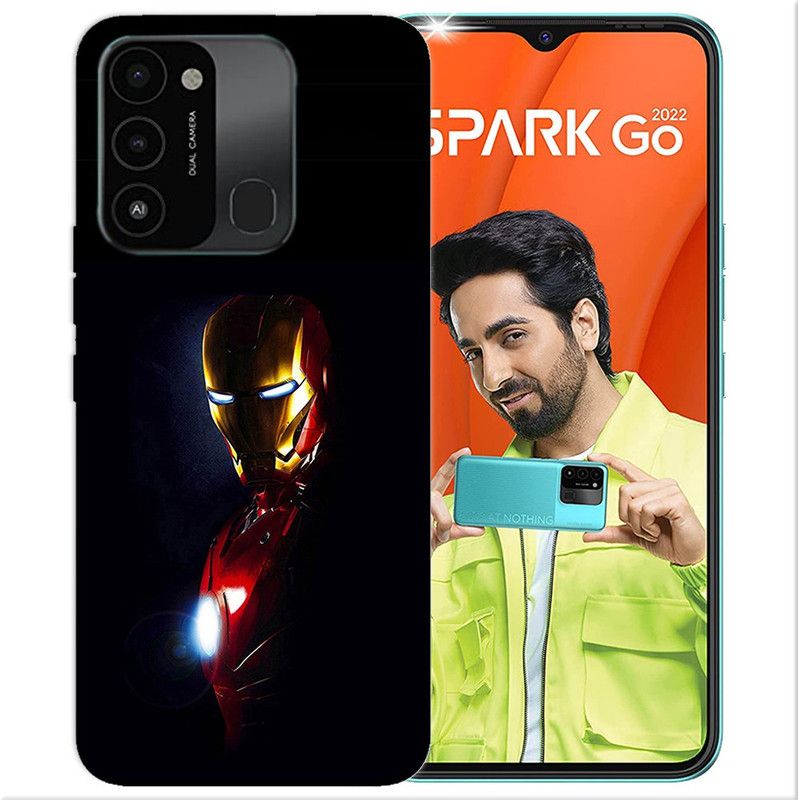 HANIRY Back Cover for Tecno Spark Go 2022 / KG5h mobile cover | Iron Man | Designer | Print_694  (Multicolor, Flexible, Silicon, Pack of: 1)