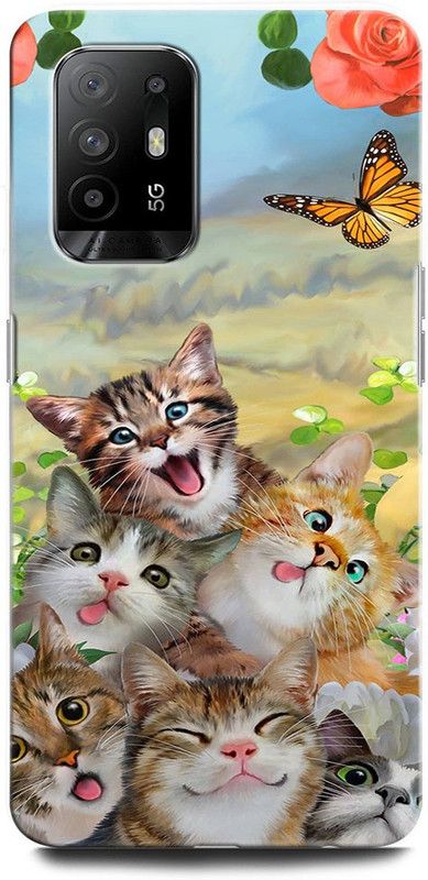ORBIQE Back Cover for OPPO F19 Pro+ 5G CPH2213 CAT, CUTE CAT, BUTTERFLY, FUNNY CAT, CAT LOVE, NATURE  (Multicolor, Hard Case, Pack of: 1)