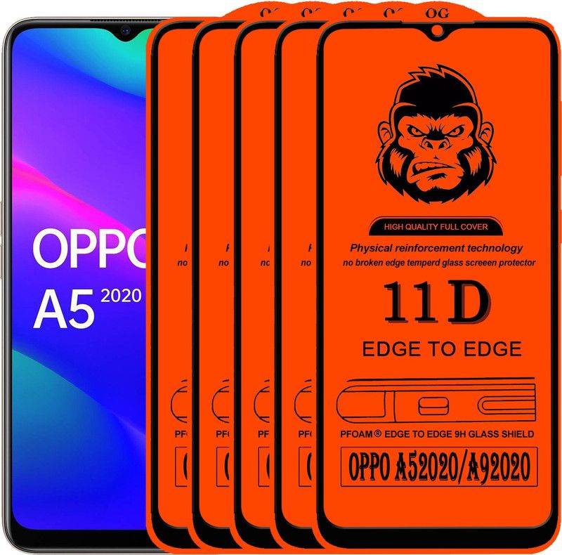 Xester Edge To Edge Tempered Glass for OPPO A5 2020  (Pack of 5)