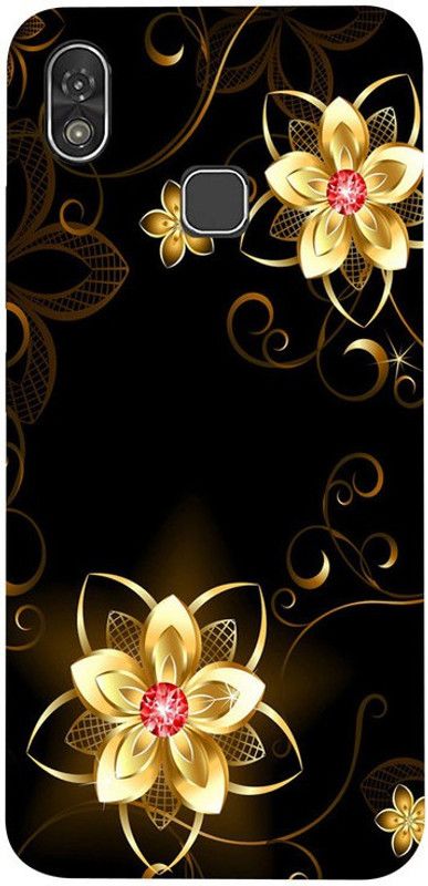Skyhawk Back Cover for Ivoomi Z1 Black Background Gold flower  (Multicolor, Waterproof, Silicon, Pack of: 1)