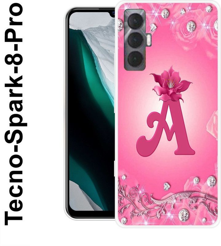 redfly Back Cover for Tecno Spark 8 Pro  (Pink, White, Grip Case, Silicon)