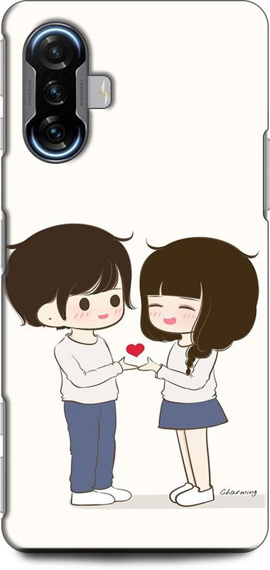 Wall Art Back Cover for POCO F3 GT SWEET HUG, LOVE, GIRL AND BOY, BLUE, COUPLES, TOGETHER  (Multicolor, Dual Protection, Pack of: 1)