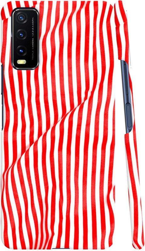 V'ART CREATIONS Back Cover for Vivo Y12s 2021  (Red, White, Pack of: 1)