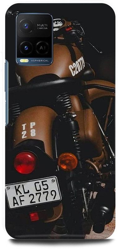 FIKORA Back Cover for Vivo Y21A, V2111, ROYAL, ENFIELD, SPORTS, BIKE, LOVER  (Khaki, Hard Case, Pack of: 1)